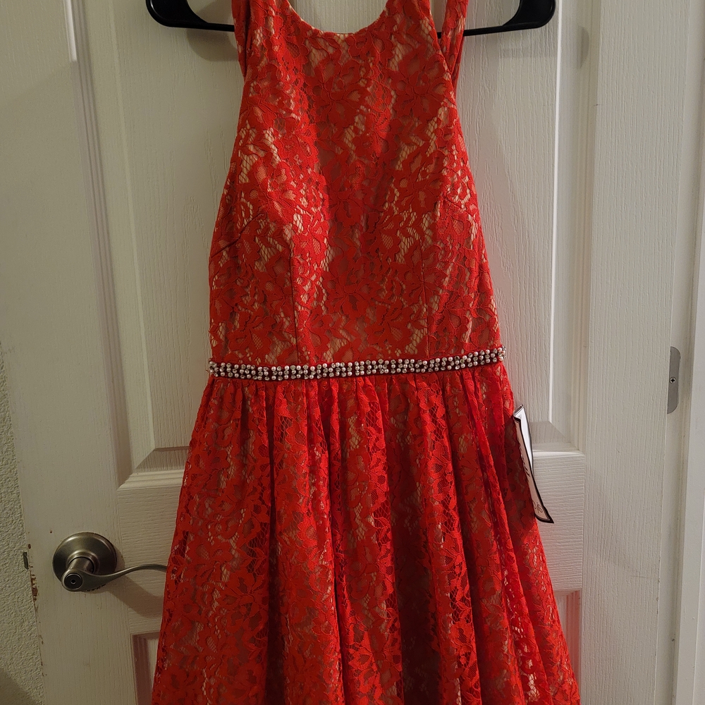 Elegant Red Lace Kids Dress